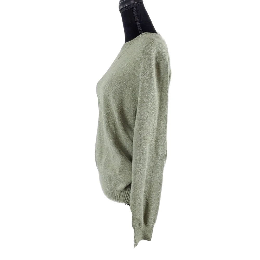 J. Crew Womens M Army Green 100% Cotton Long Sleeve Top - Picture 3 of 7